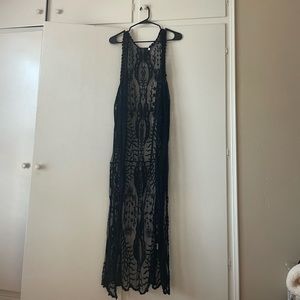 Black Lace Sleeveless Kimono